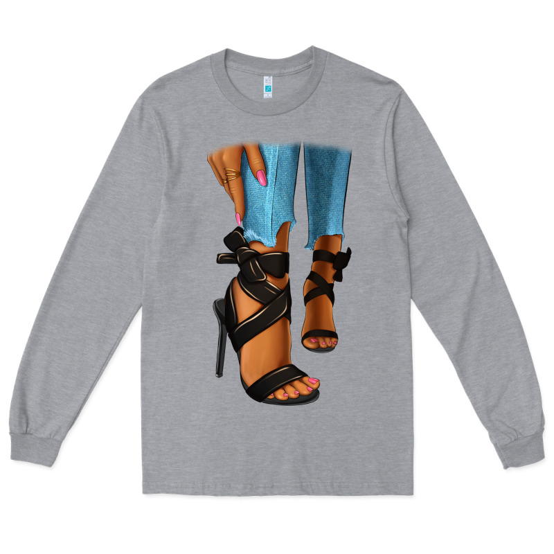 Black Heels Black Fashion Girl Long Sleeve Tee by RanaPortraitStore | Teevron