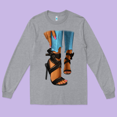 Long Sleeve Tee black heels black fashion girl