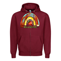 Burgundy teacher life with rainbow Zipper Hoodie - texasbilliewilder