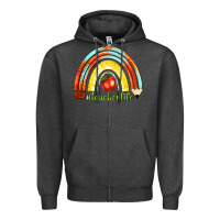 Charcoal Heather teacher life with rainbow Zipper Hoodie - texasbilliewilder