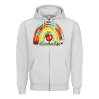 Dove Grey teacher life with rainbow Zipper Hoodie - texasbilliewilder