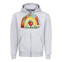 Heather Grey teacher life with rainbow Zipper Hoodie - texasbilliewilder