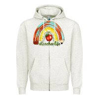 Oatmeal Heather teacher life with rainbow Zipper Hoodie - texasbilliewilder