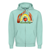 Seafoam teacher life with rainbow Zipper Hoodie - texasbilliewilder