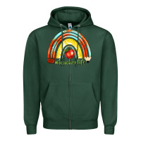Sports Green teacher life with rainbow Zipper Hoodie - texasbilliewilder