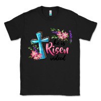Black He Is Risen Indeed Cross And Flowers Classic Tee - RanaPortraitStore