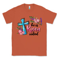 Copper He Is Risen Indeed Cross And Flowers Classic Tee - RanaPortraitStore