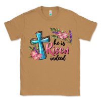 Toasted Coconut He Is Risen Indeed Cross And Flowers Classic Tee - RanaPortraitStore