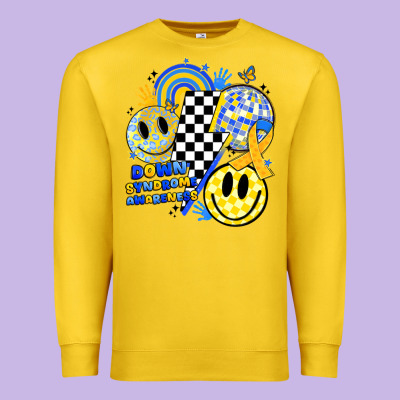 Retro Down Syndrome Awareness Premium Sweatshirt Designed By Jahusdesignshop