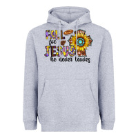 Heather Grey fall for jesus he never leaves Heavyweight Hoodie - CowhideDigitalArt