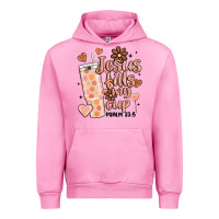 Fuchsia Pink valentine jesus fills my cup Urban Hoodie - MaliasSmallBusiness