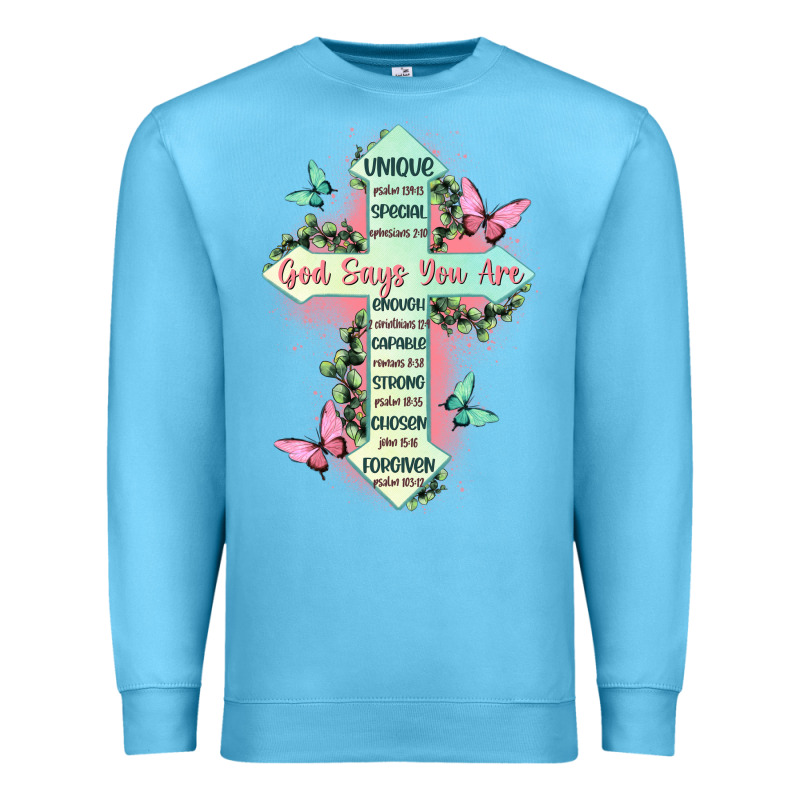 God Says You Are Cross Premium Sweatshirt by JahusDesignShop | Teevron