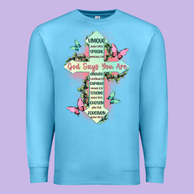 God Says You Are Cross Premium Sweatshirt Designed By Jahusdesignshop