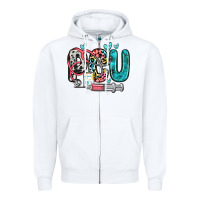 White pcu Zipper Hoodie - Zillion Design Studio