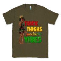 Army Green thick thighs juneteenth vibes with afro black woma Classic Tee - texasbilliewilder