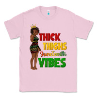 Bubblegum Pink thick thighs juneteenth vibes with afro black woma Classic Tee - texasbilliewilder