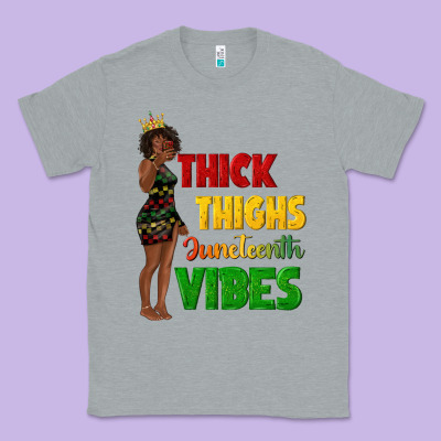Classic Tee thick thighs juneteenth vibes with afro black woma