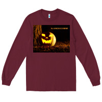 Burgundy Halloween Is Coming Long Sleeve Tee - Unal Design