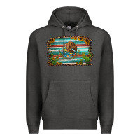 Charcoal Heather cactus turquoise serape leopard mexican flag Premium Hoodie - Jasminsmagicworld