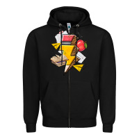 Black teacher lightning bolt Zipper Hoodie - texasbilliewilder