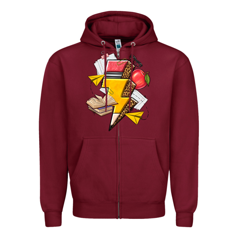 Teacher Lightning Bolt Zipper Hoodie by texasbilliewilder | Teevron