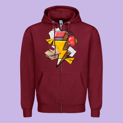 Zipper Hoodie teacher lightning bolt