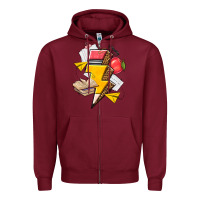 Burgundy teacher lightning bolt Zipper Hoodie - texasbilliewilder