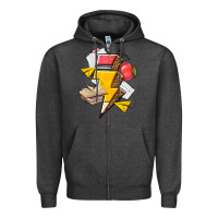 Charcoal Heather teacher lightning bolt Zipper Hoodie - texasbilliewilder