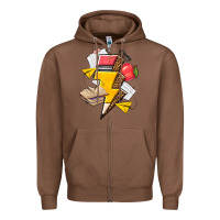Chestnut teacher lightning bolt Zipper Hoodie - texasbilliewilder