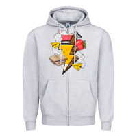 Heather Grey teacher lightning bolt Zipper Hoodie - texasbilliewilder