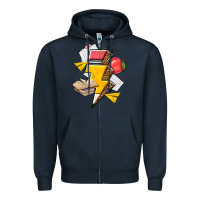 Navy teacher lightning bolt Zipper Hoodie - texasbilliewilder