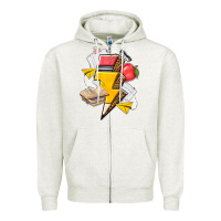 Oatmeal Heather teacher lightning bolt Zipper Hoodie - texasbilliewilder