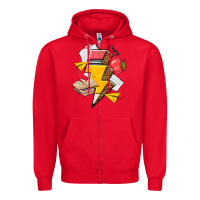 Red teacher lightning bolt Zipper Hoodie - texasbilliewilder