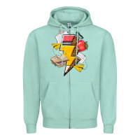 Seafoam teacher lightning bolt Zipper Hoodie - texasbilliewilder