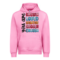 Fuchsia Pink you are known loved worthy chosen enough Urban Hoodie - MaliasSmallBusiness