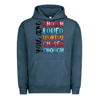 Pigment Midnight Navy you are known loved worthy chosen enough Urban Hoodie - MaliasSmallBusiness