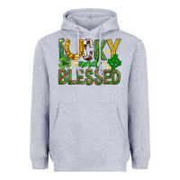 Heather Grey Lucky and blessed st. patricks day Heavyweight Hoodie - Neo Western