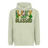 Matcha Lucky and blessed st. patricks day Heavyweight Hoodie - Neo Western