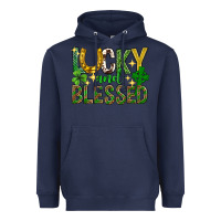 Navy Lucky and blessed st. patricks day Heavyweight Hoodie - Neo Western