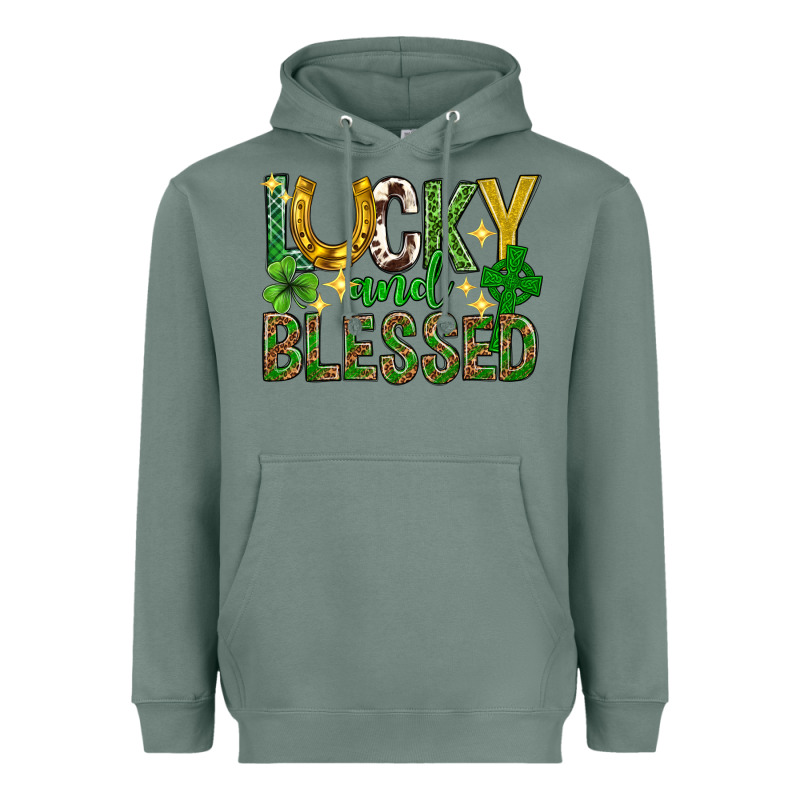 Lucky And Blessed St. Patricks Day Heavyweight Hoodie by Neo Western | Teevron