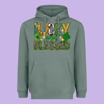 Lucky And Blessed St. Patricks Day Heavyweight Hoodie Designed By Neo Western