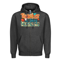 Charcoal Heather teacher of tiny humans Zipper Hoodie - texasbilliewilder