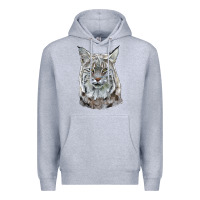 Heather Grey Bobcat Head Premium Hoodie - LillyAllenDesigns