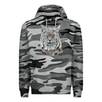 Slate Camo Bobcat Head Premium Hoodie - LillyAllenDesigns