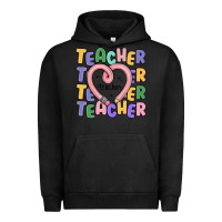 Pigment Black teacher and pencil heart Urban Hoodie - MaliasSmallBusiness