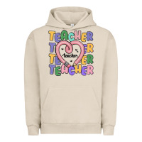 Pigment French Oak teacher and pencil heart Urban Hoodie - MaliasSmallBusiness