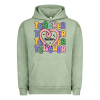 Pigment Oil Green teacher and pencil heart Urban Hoodie - MaliasSmallBusiness