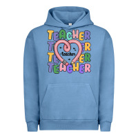 Pigment Pebble Blue teacher and pencil heart Urban Hoodie - MaliasSmallBusiness