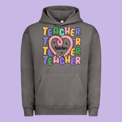 Teacher And Pencil Heart Urban Hoodie Designed By Maliassmallbusiness