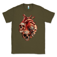 Army Green Heart Skulls Classic Tee - RanaPortraitStore